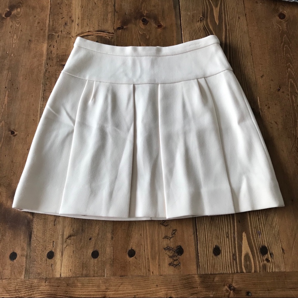 J. Crew White Pleated Mini Skirt